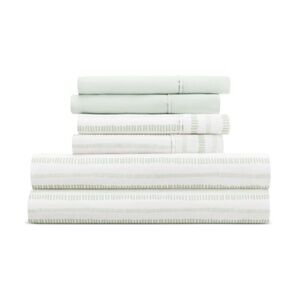 Kaycie Gray Microfiber 4-Pc. Sheet Set, Twin - Dashed Stripe Bundle